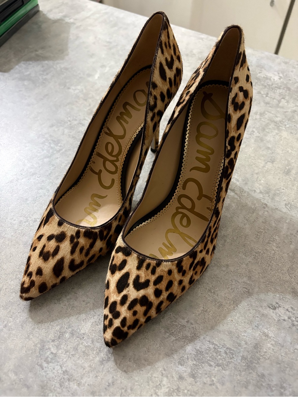 Sam Edelman Leopard-Print Pointed Toe Pumps - Tan & Black